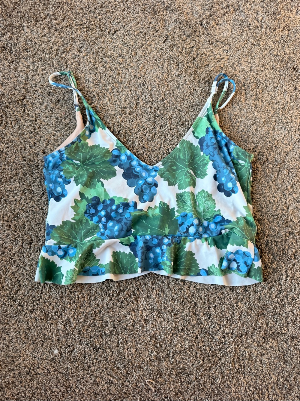 Kortni Jeane Blue & Green Grapevine Ruffle Cami Bikini Top